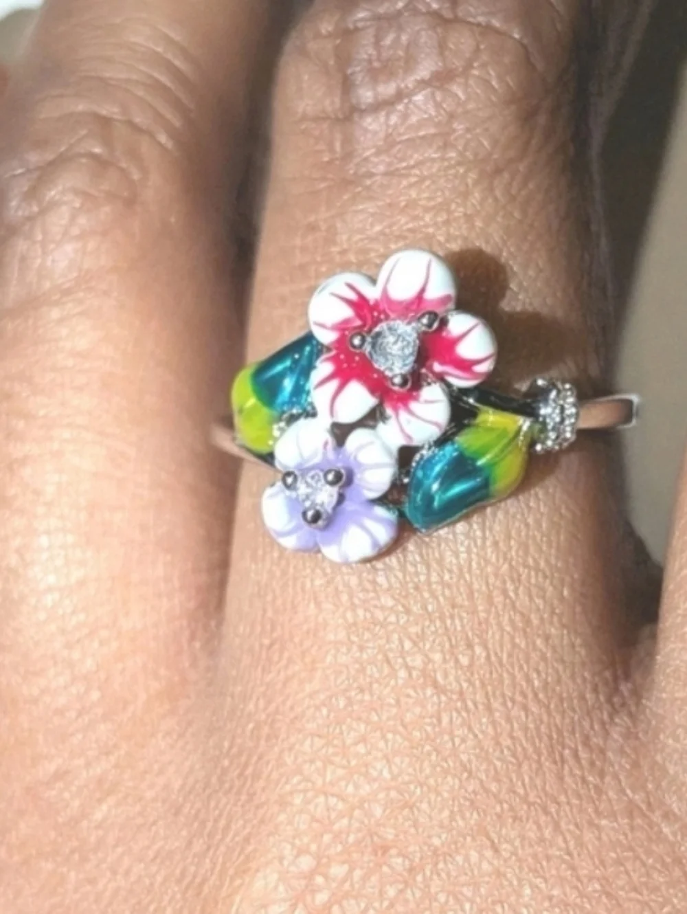 Ladies Elegant S925 Silver Floral Ring